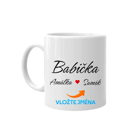 Babička + jména vnoučat - hrnek s potiskem - personalizovaný produkt