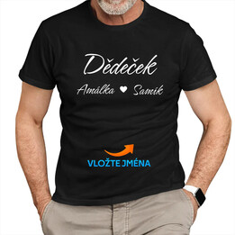 Dědeček + jména vnoučat - pánské tričko s potiskem - personalizovaný produkt