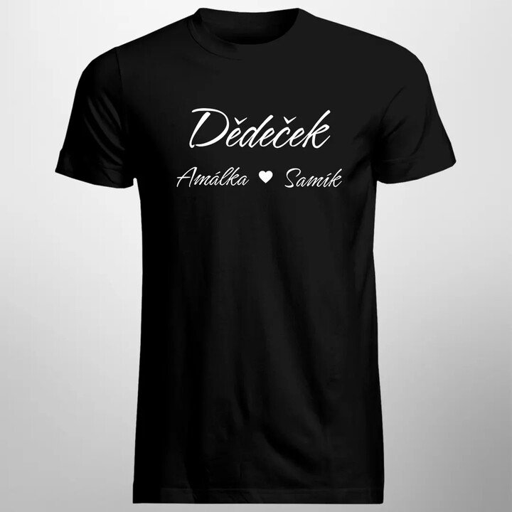 Dědeček + jména vnoučat - pánské tričko s potiskem - personalizovaný produkt