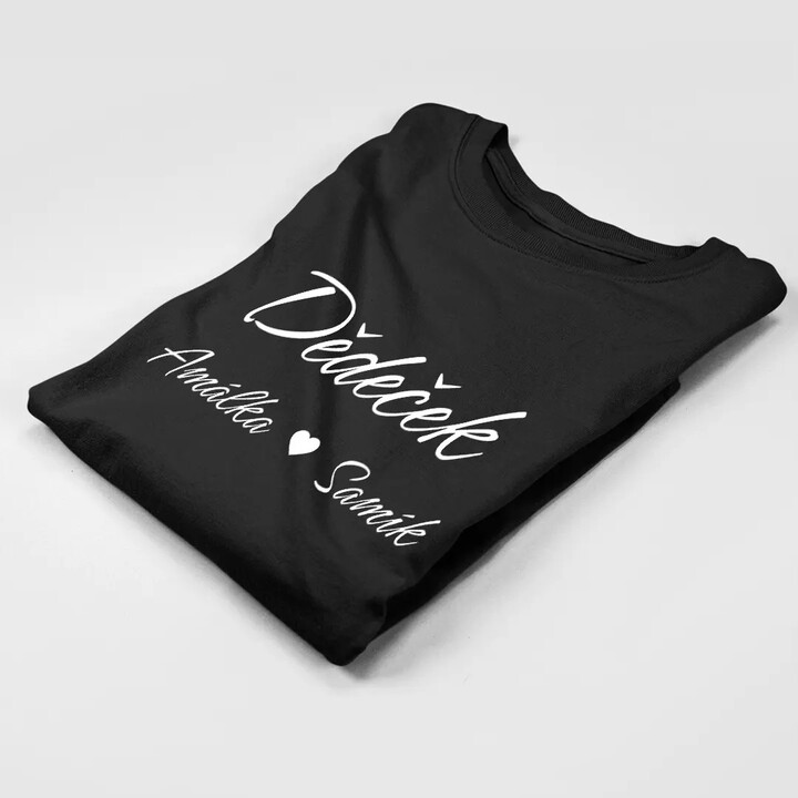 Dědeček + jména vnoučat - pánské tričko s potiskem - personalizovaný produkt