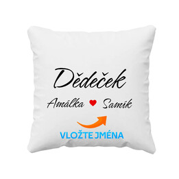 Dědeček + jména vnoučat - polštář s potiskem - personalizovaný produkt