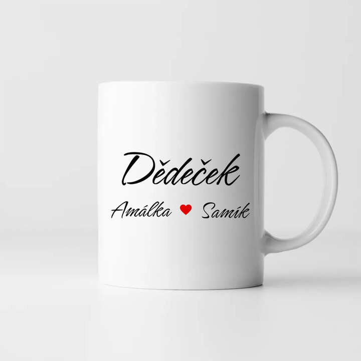Dědeček + jména vnoučat - hrnek s potiskem  - personalizovaný produkt
