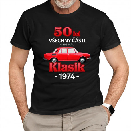 50 let - všechny části originál - Klasik 1974 - pánské tričko s potiskem