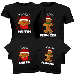 Komplet pro rodinu - Vánoční muffin / Vánoční perníček - trička s potiskem