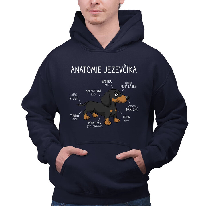 Anatomie jezevčíka - pánská mikina s potiskem