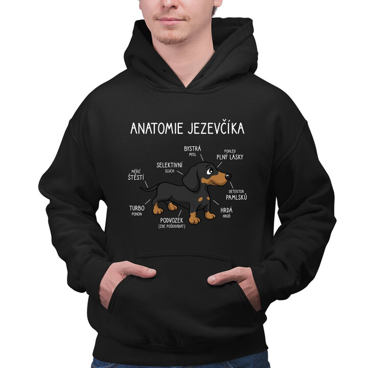 Anatomie jezevčíka - pánská mikina s potiskem