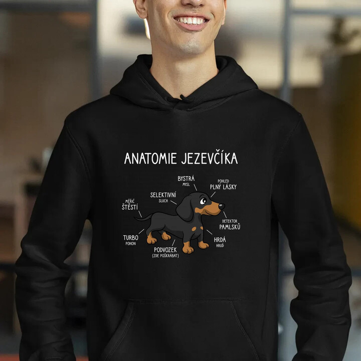 Anatomie jezevčíka - pánská mikina s potiskem