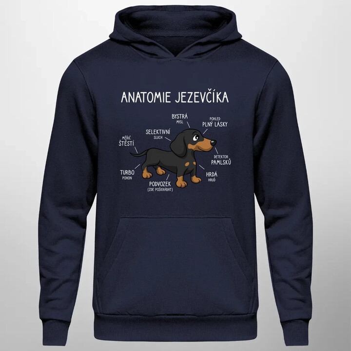 Anatomie jezevčíka - pánská mikina s potiskem