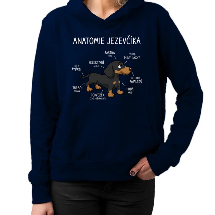 Anatomie jezevčíka - dámská mikina s potiskem