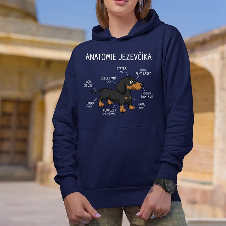 Anatomie jezevčíka - dámská mikina s potiskem