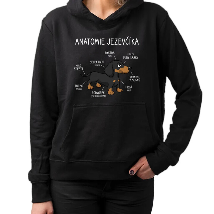Anatomie jezevčíka - dámská mikina s potiskem