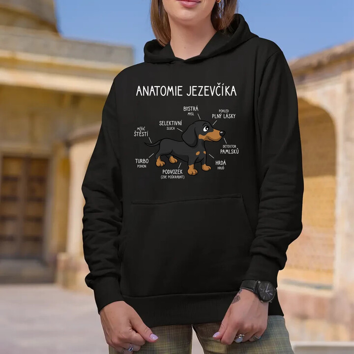 Anatomie jezevčíka - dámská mikina s potiskem