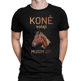 Koně volají - musím jít - pánské tričko s potiskem