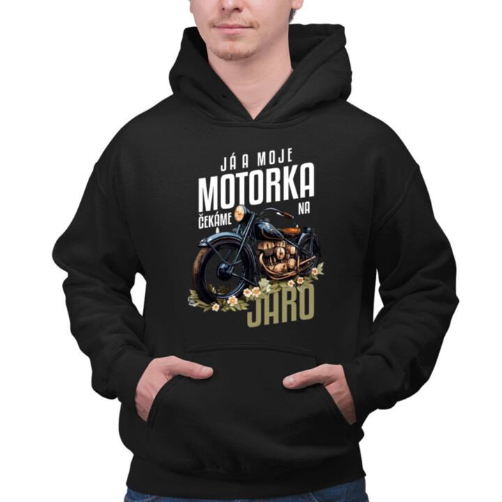 Já a moje motorka čekáme na jaro - pánská mikina s potiskem