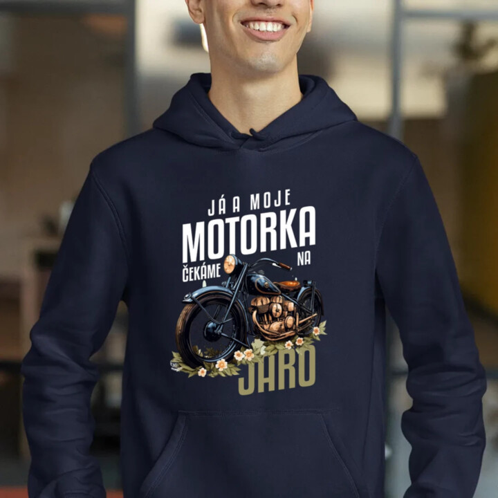 Já a moje motorka čekáme na jaro - pánská mikina s potiskem