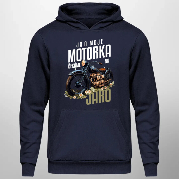 Já a moje motorka čekáme na jaro - pánská mikina s potiskem