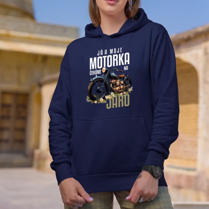 Já a moje motorka čekáme na jaro - dámská mikina s potiskem