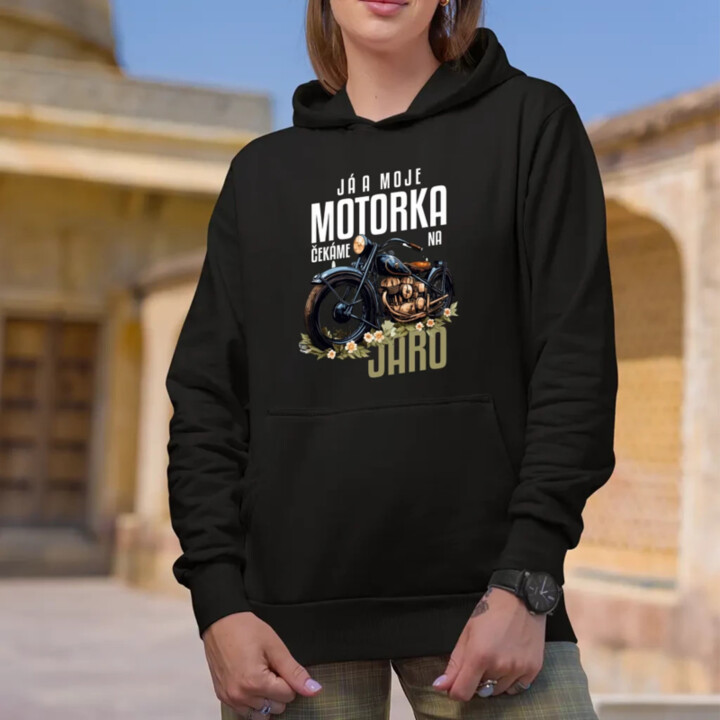 Já a moje motorka čekáme na jaro - dámská mikina s potiskem