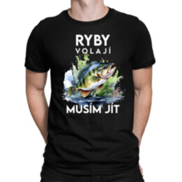 Ryby volají, musím jít - verze 3 - pánské tričko s potiskem