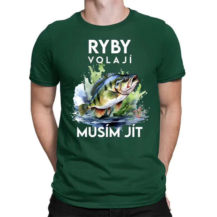 Ryby volají, musím jít - verze 3 - pánské tričko s potiskem