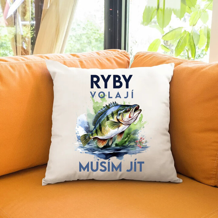 Ryby volají, musím jít - verze 3 - polštář s potiskem