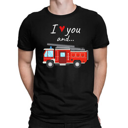 I love you and hasičské auto - pánské tričko s potiskem