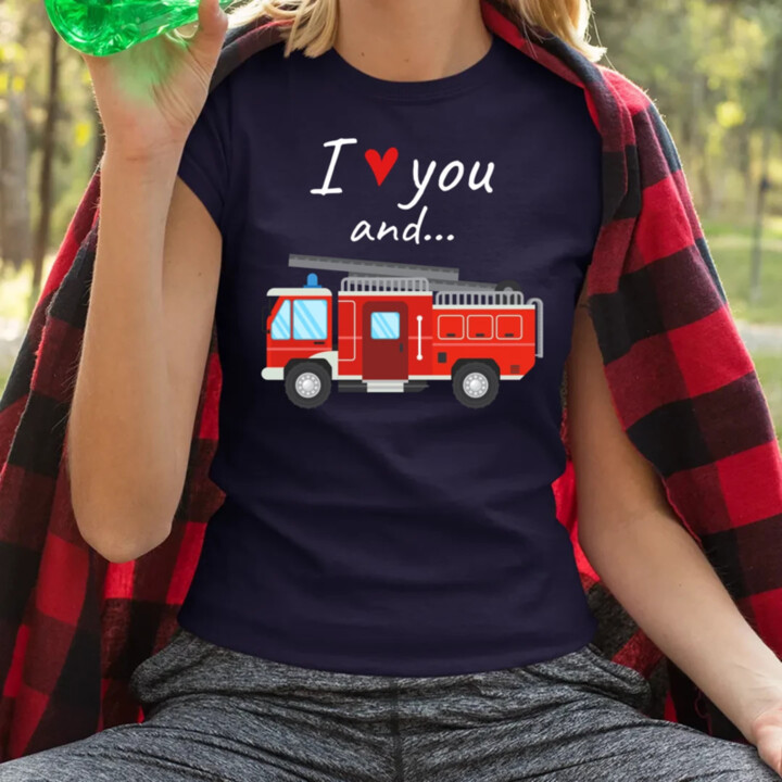 I love you and hasičské auto  - dámské tričko s potiskem
