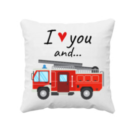 I love you and hasičské auto - polštář s potiskem