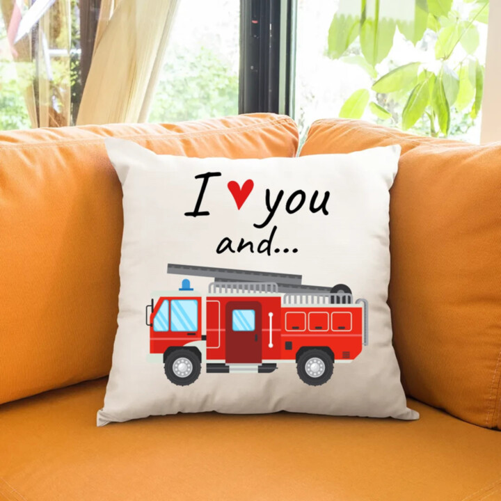 I love you and hasičské auto - polštář s potiskem