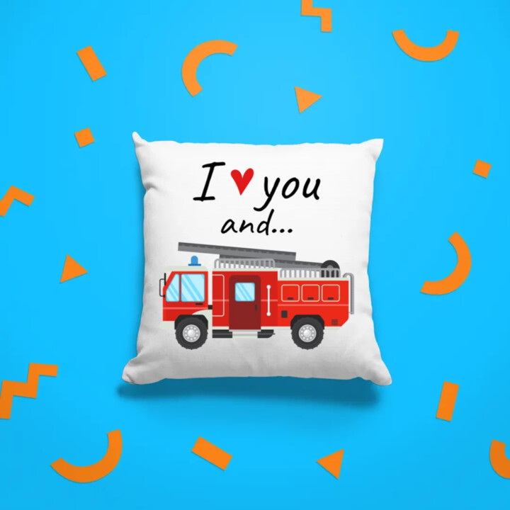 I love you and hasičské auto - polštář s potiskem
