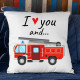 I love you and hasičské auto - polštář s potiskem