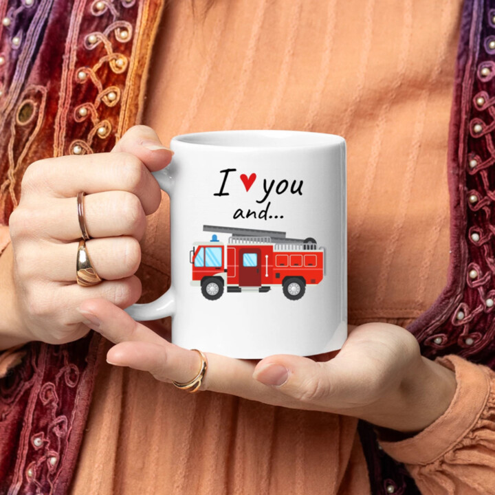 I love you and hasičské auto - hrnek s potiskem