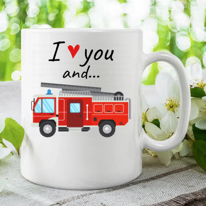 I love you and hasičské auto - hrnek s potiskem