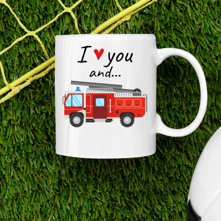 I love you and hasičské auto - hrnek s potiskem