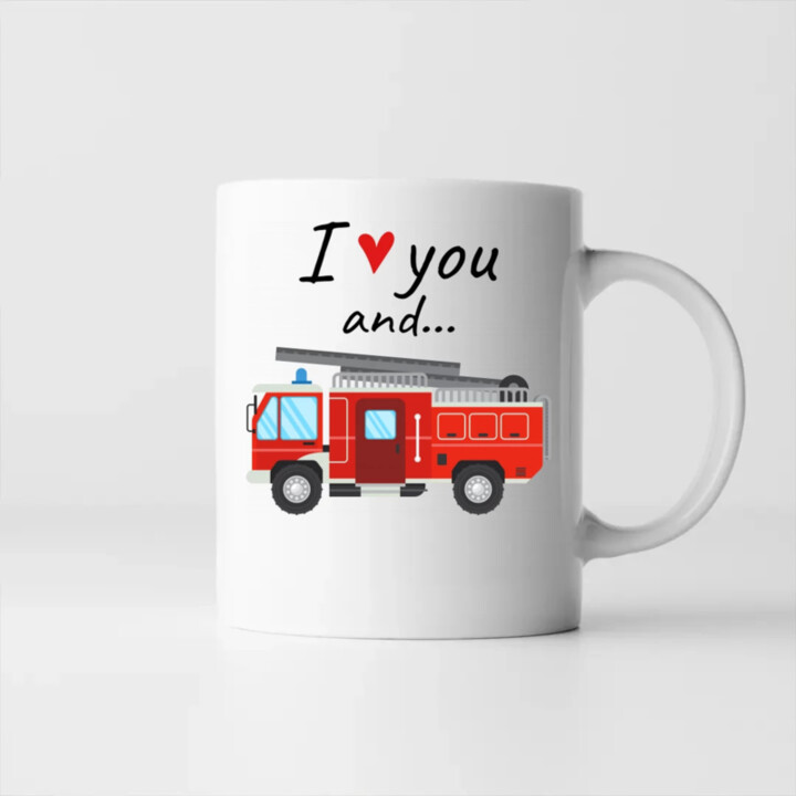 I love you and hasičské auto - hrnek s potiskem