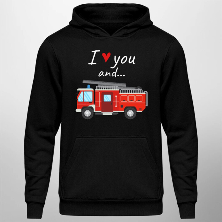 I love you and hasičské auto - pánská mikina s potiskem