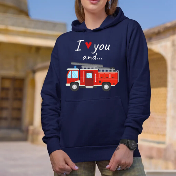 I love you and hasičské auto - dámská mikina s potiskem