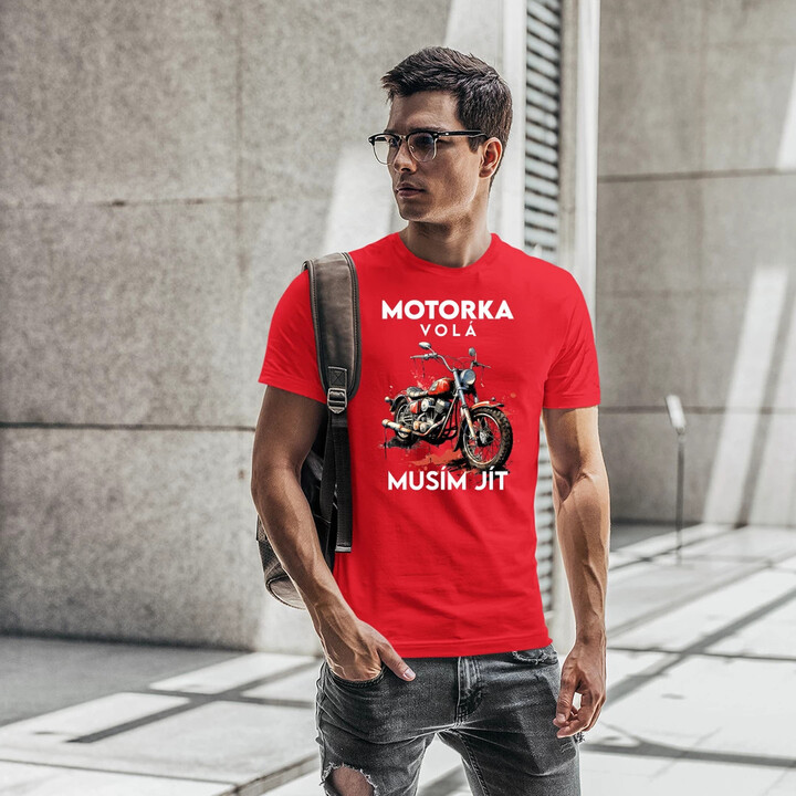 Motorka volá, musím jít - verze 2 - pánské tričko s potiskem
