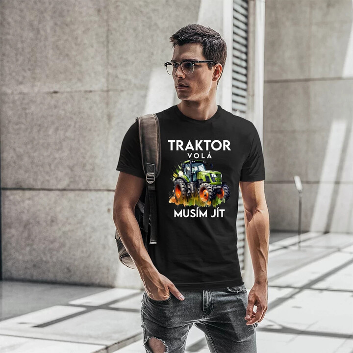 Traktor volá, musím jít - verze 2 - pánské tričko s potiskem