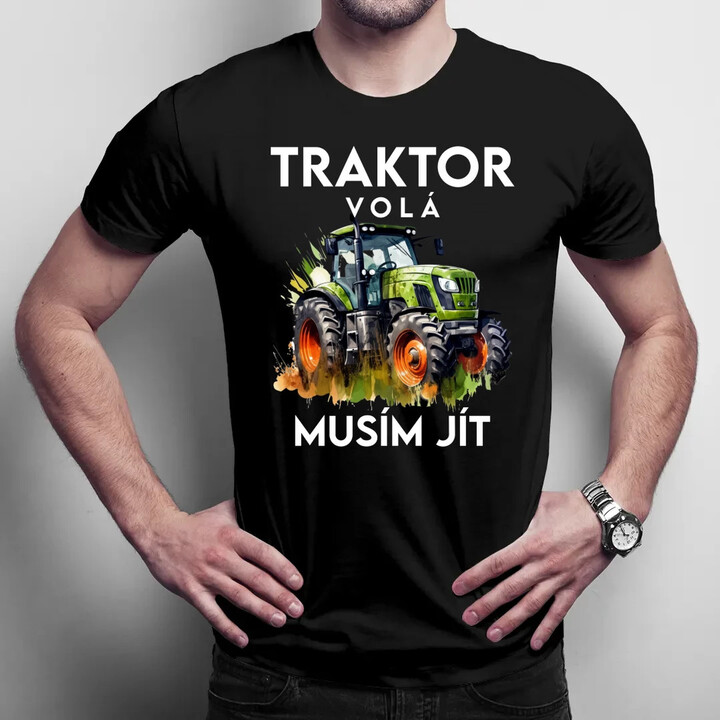 Traktor volá, musím jít - verze 2 - pánské tričko s potiskem