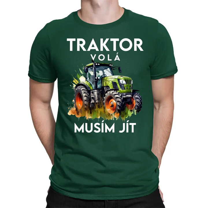 Traktor volá, musím jít - verze 2 - pánské tričko s potiskem