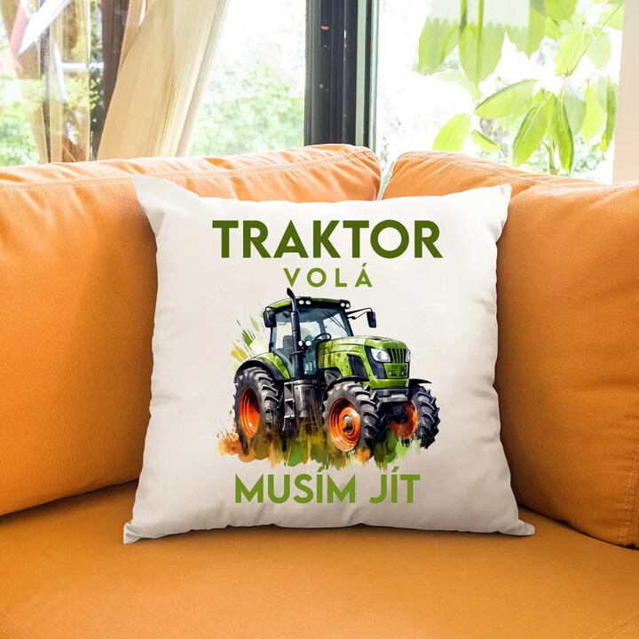 Traktor volá, musím jít - verze 2 - polštář s potiskem