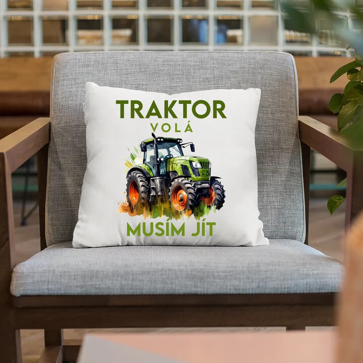 Traktor volá, musím jít - verze 2 - polštář s potiskem