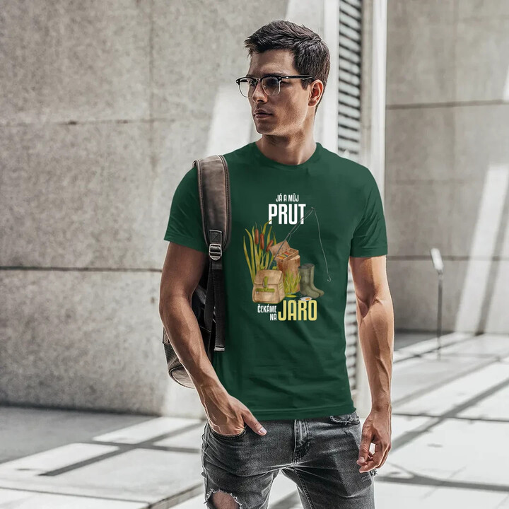 Já a můj prut čekáme na jaro - pánské tričko s potiskem