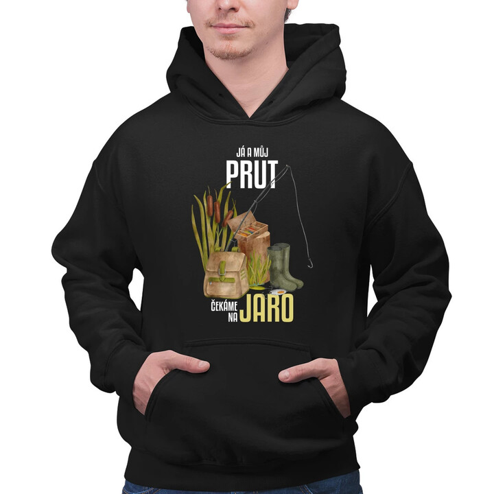 Já a můj prut čekáme na jaro - pánská mikina s potiskem