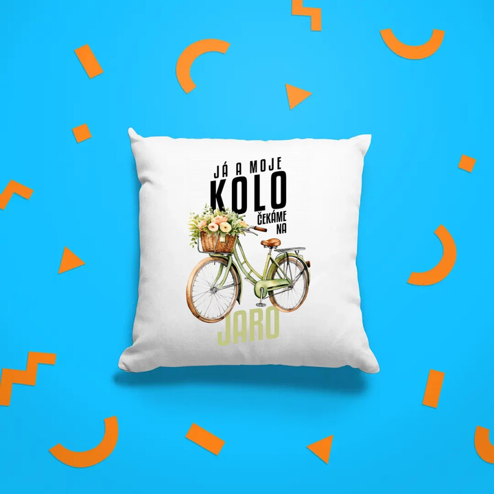 Já a moje kolo čekáme na jaro - polštář s potiskem