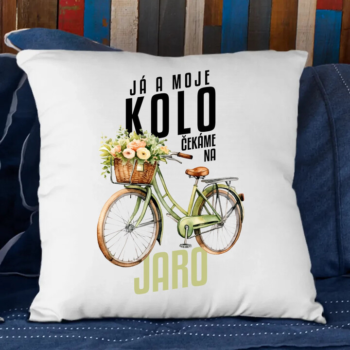 Já a moje kolo čekáme na jaro - polštář s potiskem