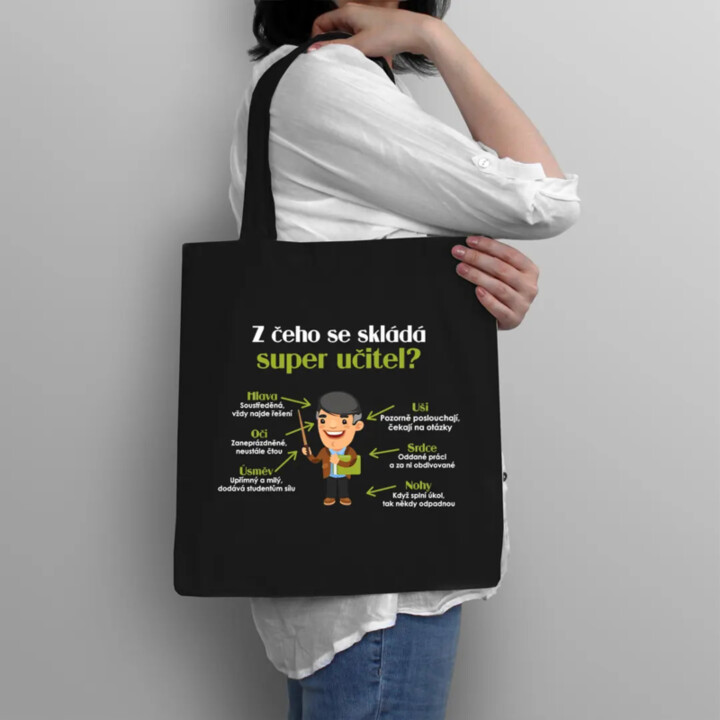 Z čeho se skládá super učitel? - taška s potiskem