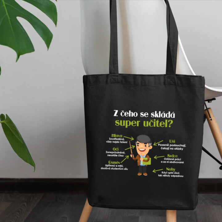 Z čeho se skládá super učitel? - taška s potiskem