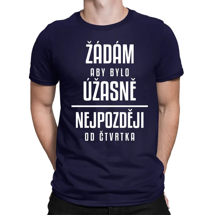 Žádám, aby bylo úžasně - nejpozději od čtvrtka - pánské tričko s potiskem
